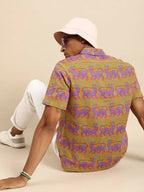 Orange Relaxed Opaque Printed Casual Resort Shirt - Mahotsav | Grocsy