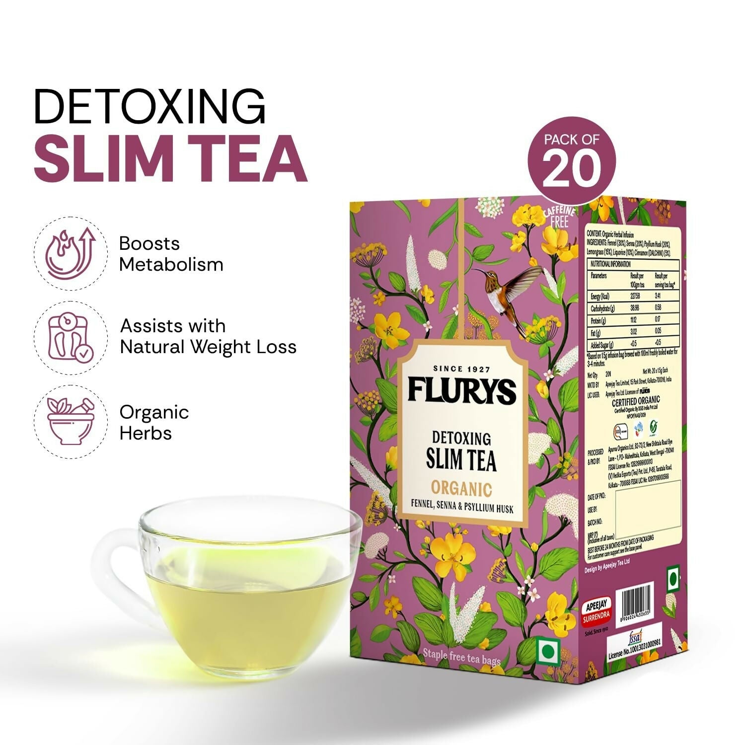 Flurys Slim Tea – Detoxing Organic Herbal Tea with Fennel | Grocsy