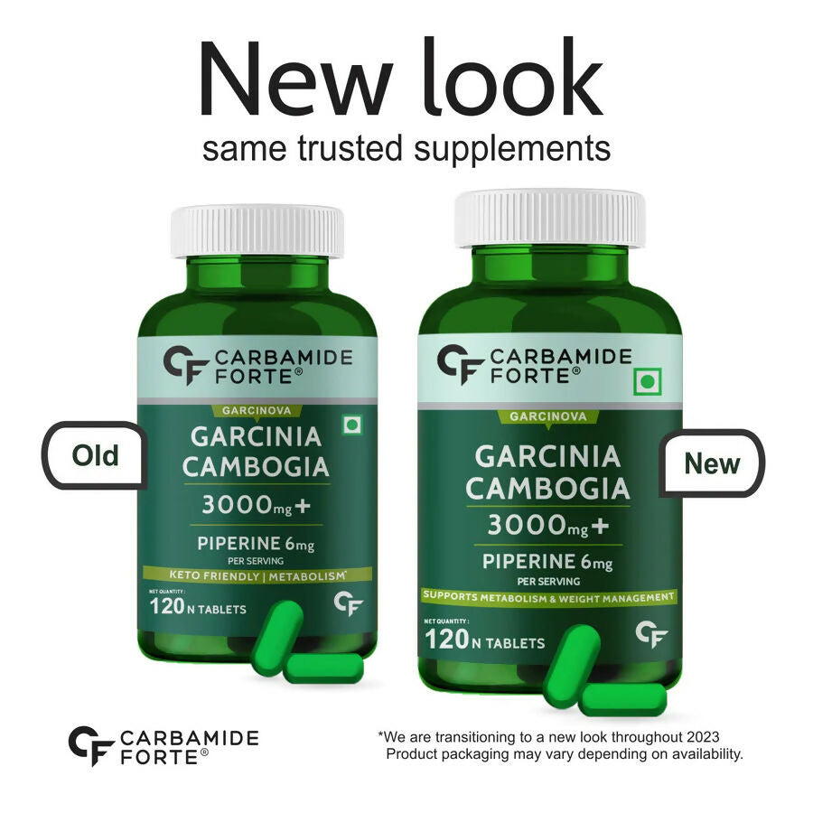 Carbamide Forte Garcinia Cambogia 3000mg Tablets with 6mg Piperine | Grocsy