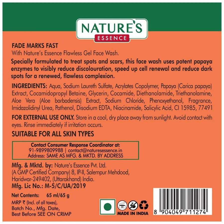 Nature's Essence Flawless Gel Face Wash (Papaya) | Grocsy