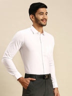 Ramraj Cotton Mens Full Sleeve White Shirt Plus Size - 100% Cotton | Grocsy