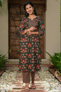 Aramya Green Soft Cotton Abstract Straight Kurta for Women | Grocsy
