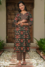 Aramya Green Soft Cotton Abstract Straight Kurta for Women | Grocsy
