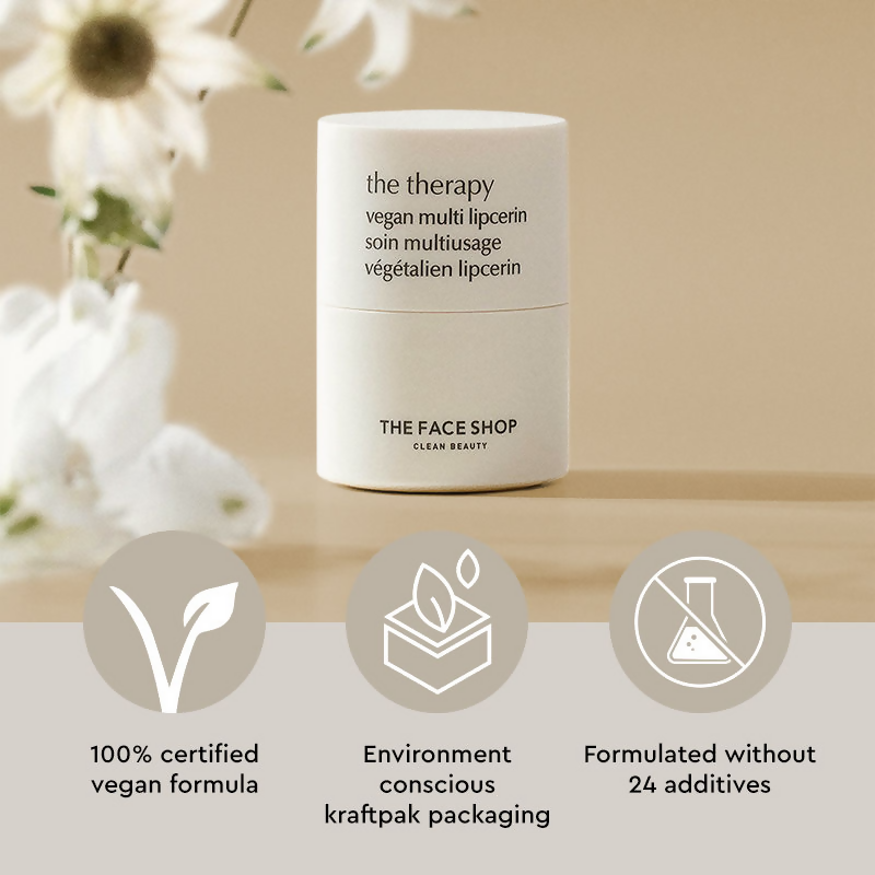 The Face Shop The Therapy Lipcerin, 12HR Moisture Lip Mask, Balm & Scrub | Grocsy