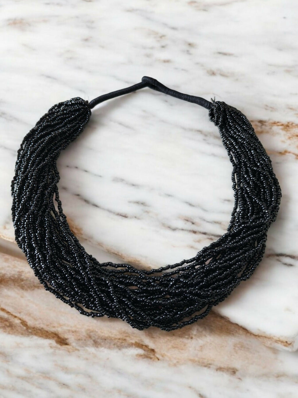 Inhanns Handmade Beaded Multilayer Necklace, 20 Layers - Black | Grocsy