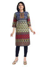 Snehal Creations Multicolored Designer Digital Print Cotton Slub Fabric Long Kurti Tunic | Grocsy