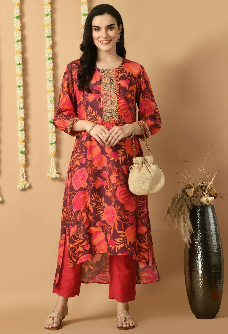 Joban Fashion Red Maslin Kurta Set | Grocsy
