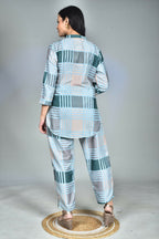 Morchari Digital Print Semi Muslin Co-Ord Set Top & Trouser-Multicolor | Grocsy