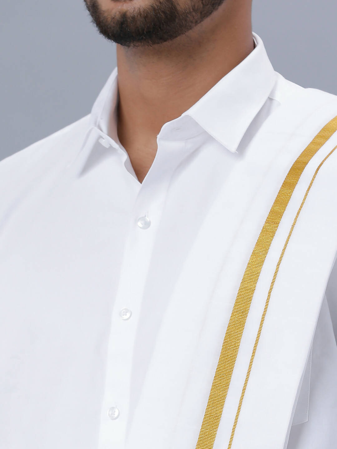 Ramraj Cotton Premium Wedding White Readymade Dhoti, Shirt & Towel Set Dhanvanthri | Grocsy
