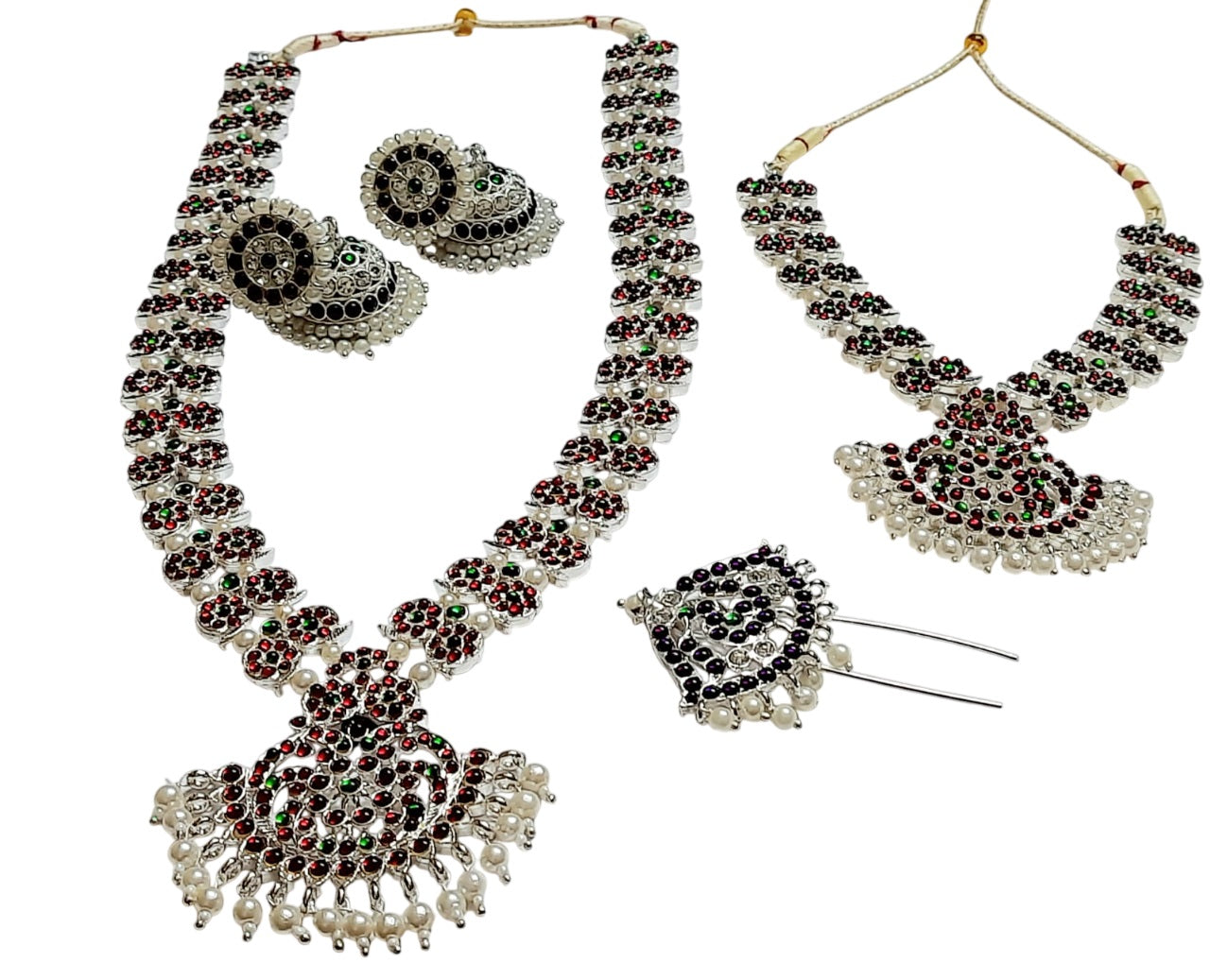 Elite Trading contemporary Design Bharatanatyam Jewelry Set in Latest Color Combination Traditional Dance Jewelry/Temple Jewelry Set | Grocsy