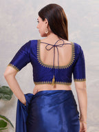 Joban Fashion Women Silk Navy-Blue Stitched Blouse | Grocsy