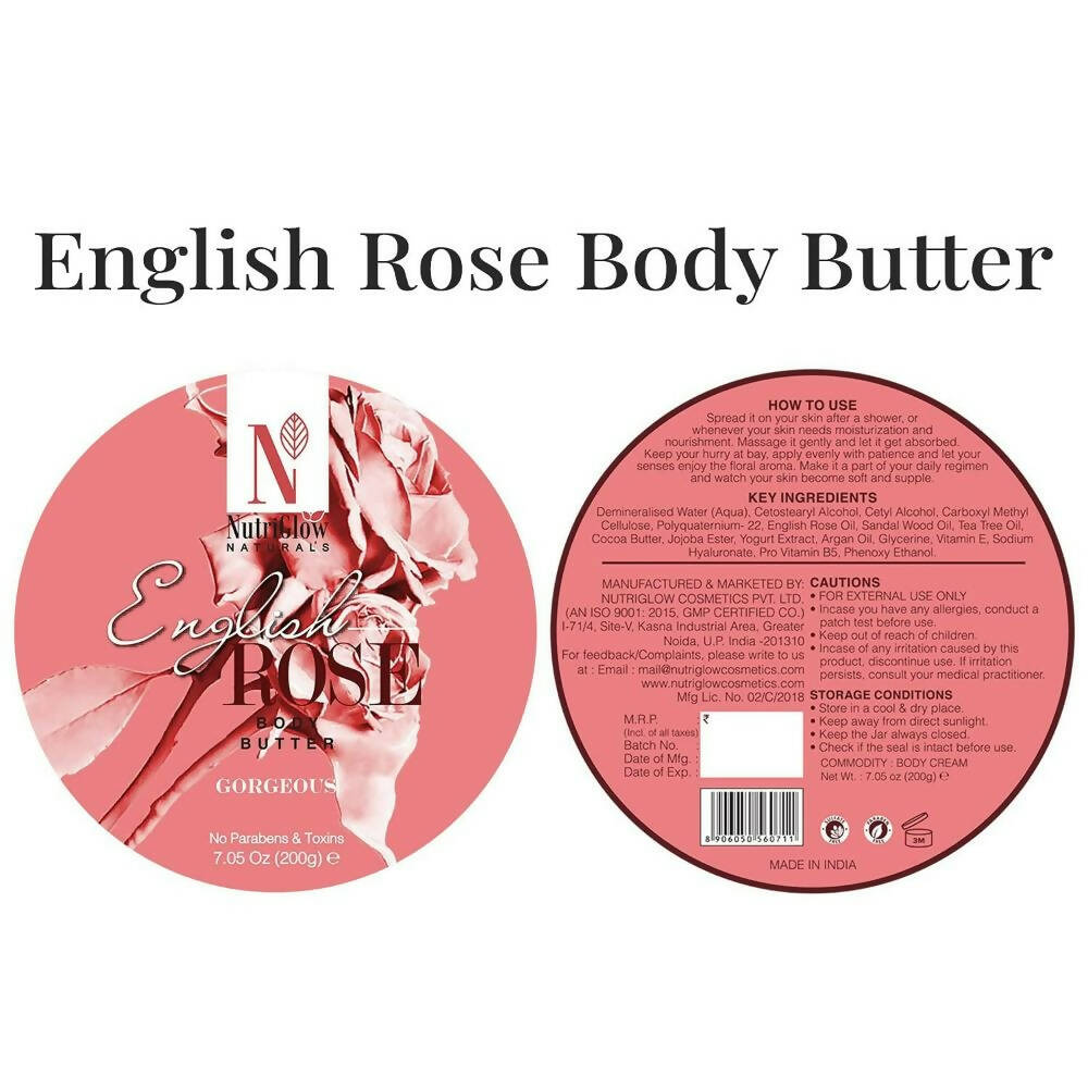 NutriGlow NATURAL'S English Rose Body Butter Cream | Grocsy