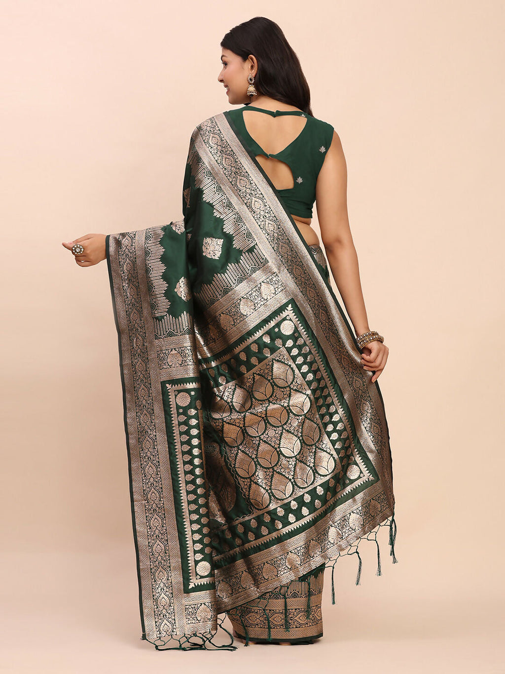 Shree Shyam Fashion Banarasi Silk Green Saree | Grocsy