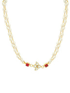 White and Red Beaded Gold Plated Flower Kundan Necklace - Ruby Raang | Grocsy