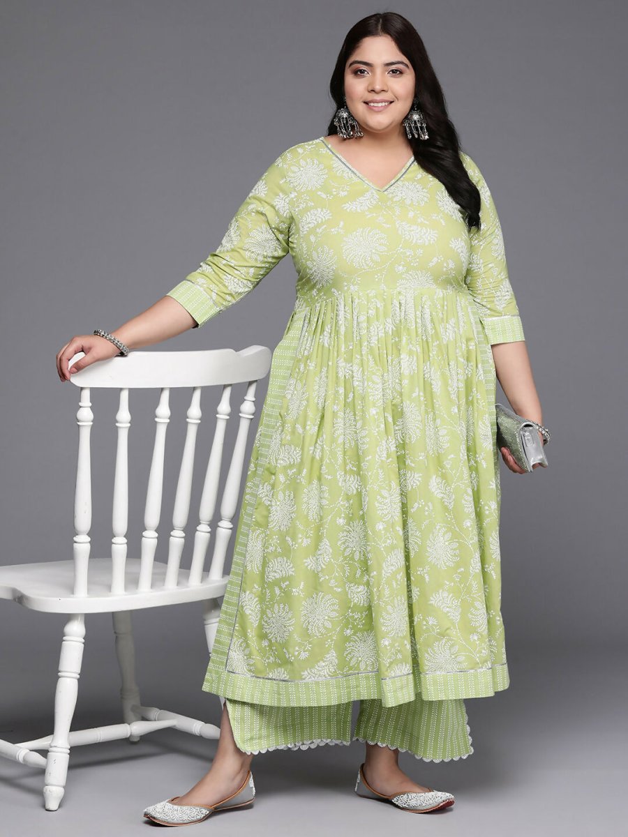 Ahalyaa Women's Traditional wear Kurta Set - Green | Grocsy