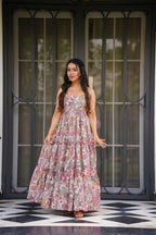 The52 Women's Gorgeous Flared Partywear Designer Poly Rayon Gown-Multi | Grocsy
