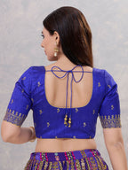 Joban Fashion Women Silk Royal-Blue Stitched Blouse | Grocsy
