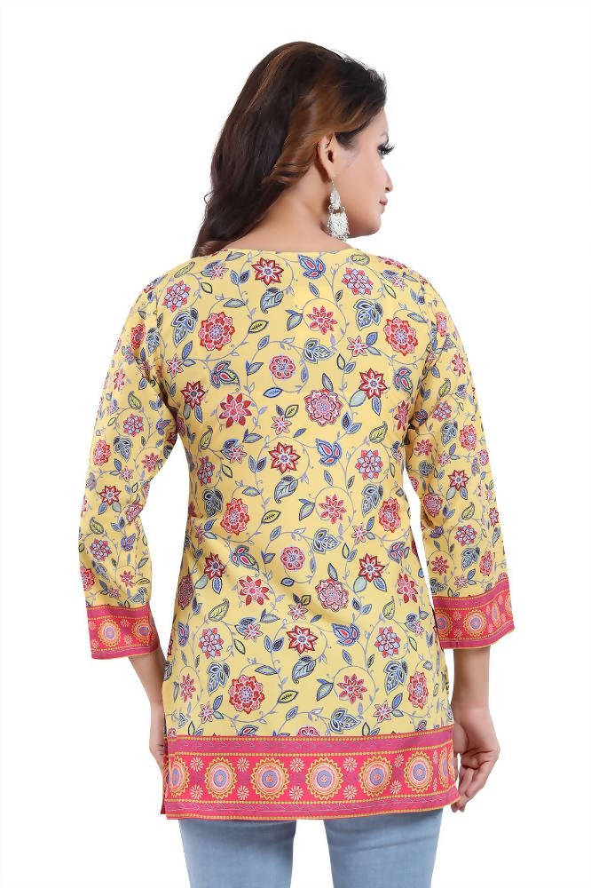 Snehal Creations Alluring Faux Crepe Printed Short Kurti Tunic | Grocsy