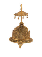 CraftVatika Gold-Polished Ladoo Gopal Singhasan/Pooja Chowki Showpiece | Grocsy