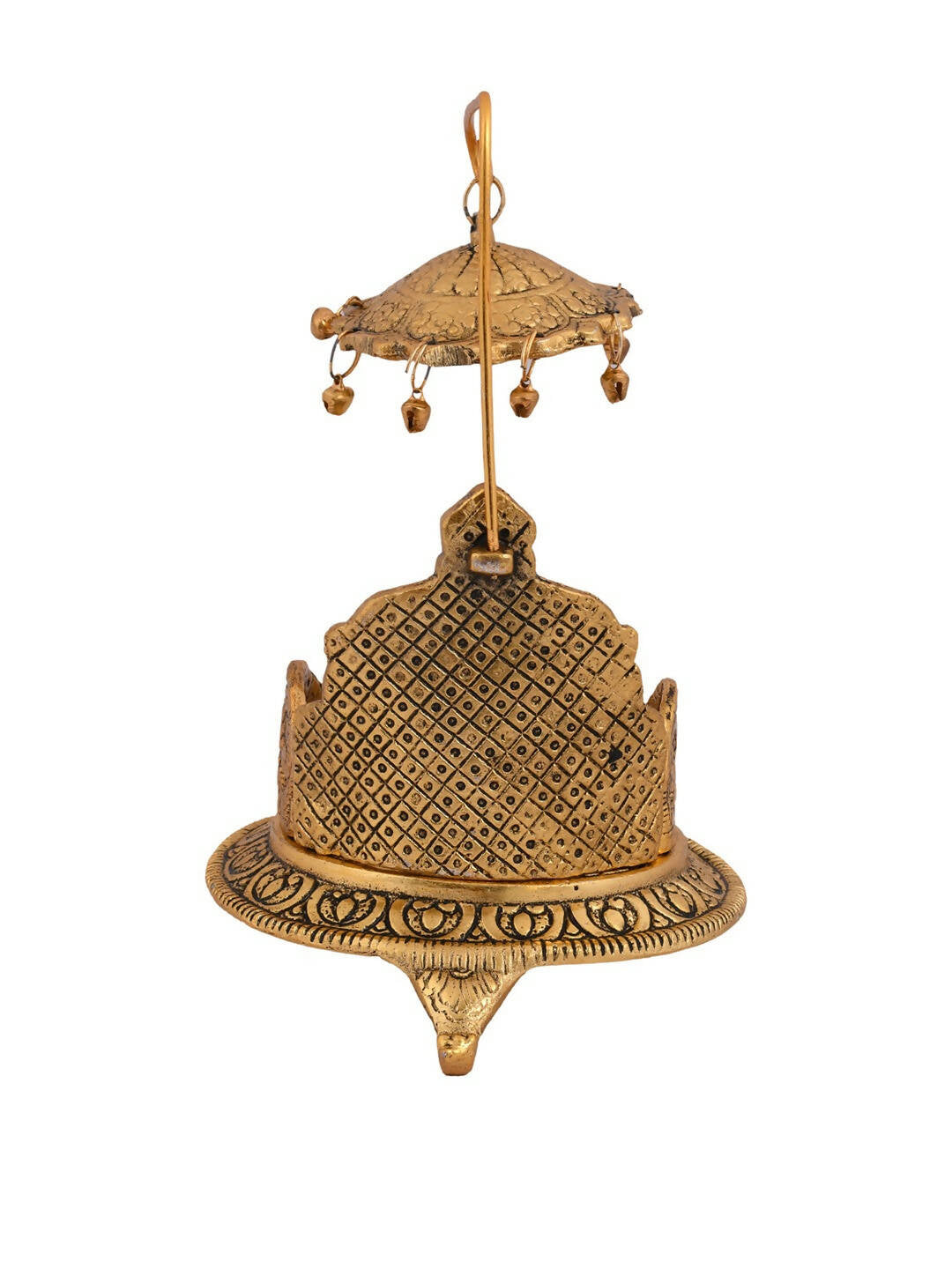 CraftVatika Gold-Polished Ladoo Gopal Singhasan/Pooja Chowki Showpiece | Grocsy