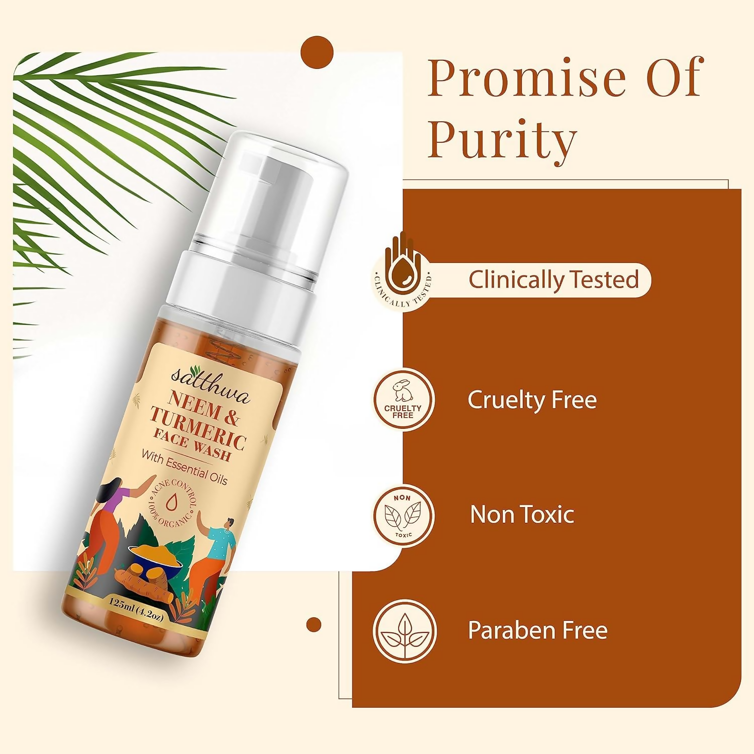 Satthwa Neem & Turmeric Face Wash For Acne & Pimples | Grocsy