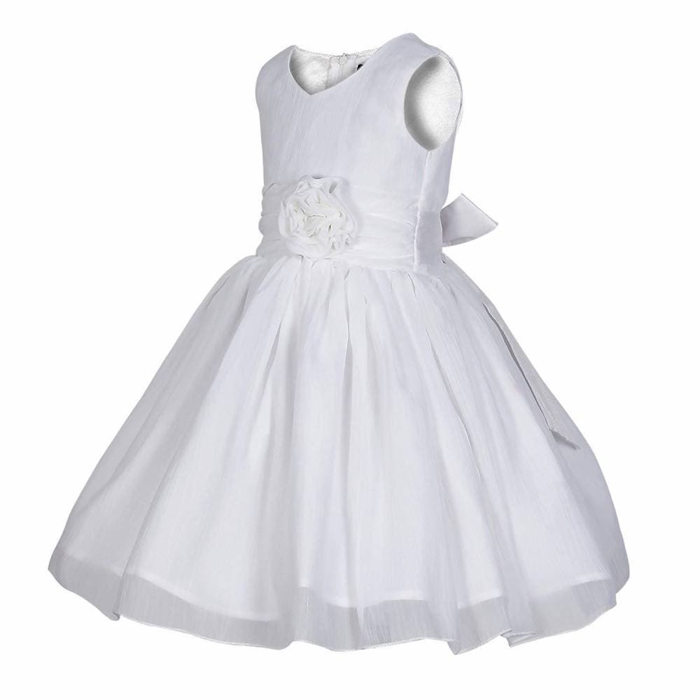 Asmaani Baby Girl's White Colour Satin A-Line Maxi Full Length Dress (AS-DRESS-22170) | Grocsy