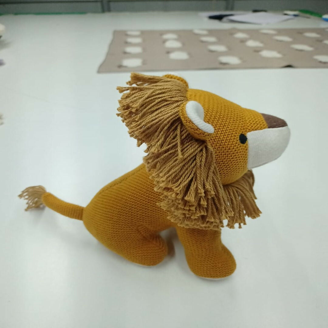 Nesta Toys Lion Plush Toy For Kids – Snuggly Knitted Cotton Soft Toy | Grocsy