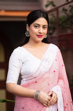 Pink Poly Georgette Ethnic Motifs Saree with Unstitched Blouse - A2M | Grocsy