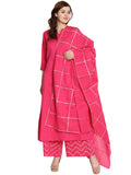 Women's Fushia Pakistani Suit Set With Full Gota Work On Duptta And Gota At Palazzo - G & A Apparels | Grocsy