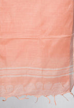 Mominos Fashion Moeza Women's Linen Cotton Silver Border Peach Dupatta | Grocsy