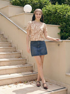 Janasya Beige Shirt Crepe Top | Grocsy