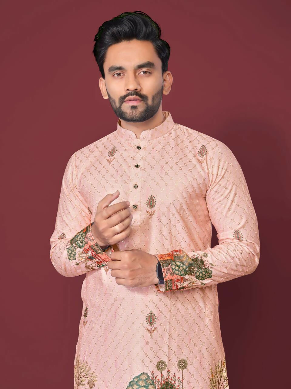 Anaita Light Pink Multicolour Kurta | Grocsy