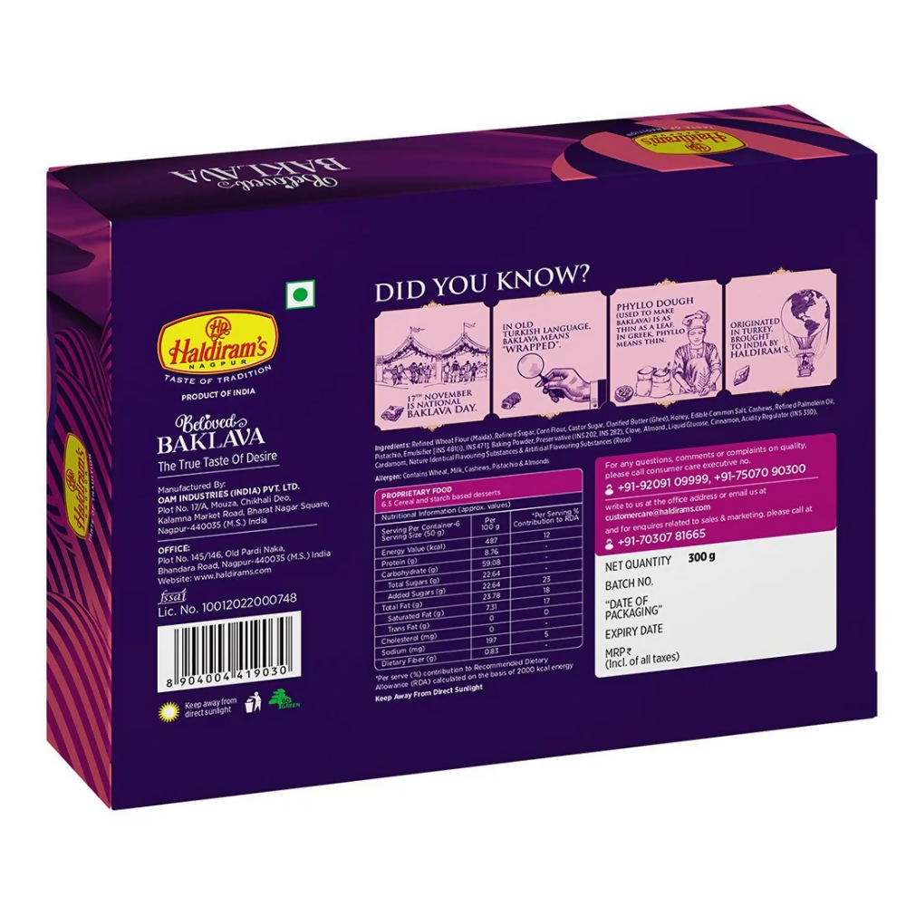 Haldiram's Assorted Baklava Sweets | Grocsy
