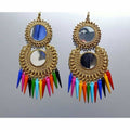 MS Fashion India Gold Color Latest Fashion Hanging Earrings With Multicolor Pearls | Grocsy