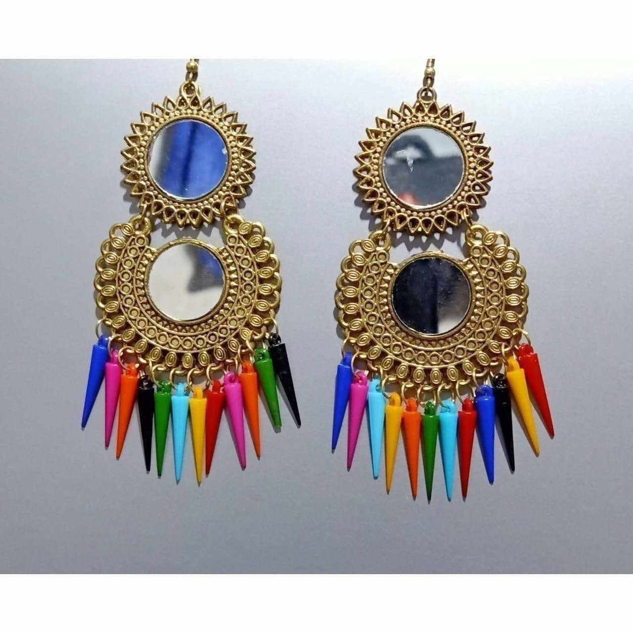 MS Fashion India Gold Color Latest Fashion Hanging Earrings With Multicolor Pearls | Grocsy