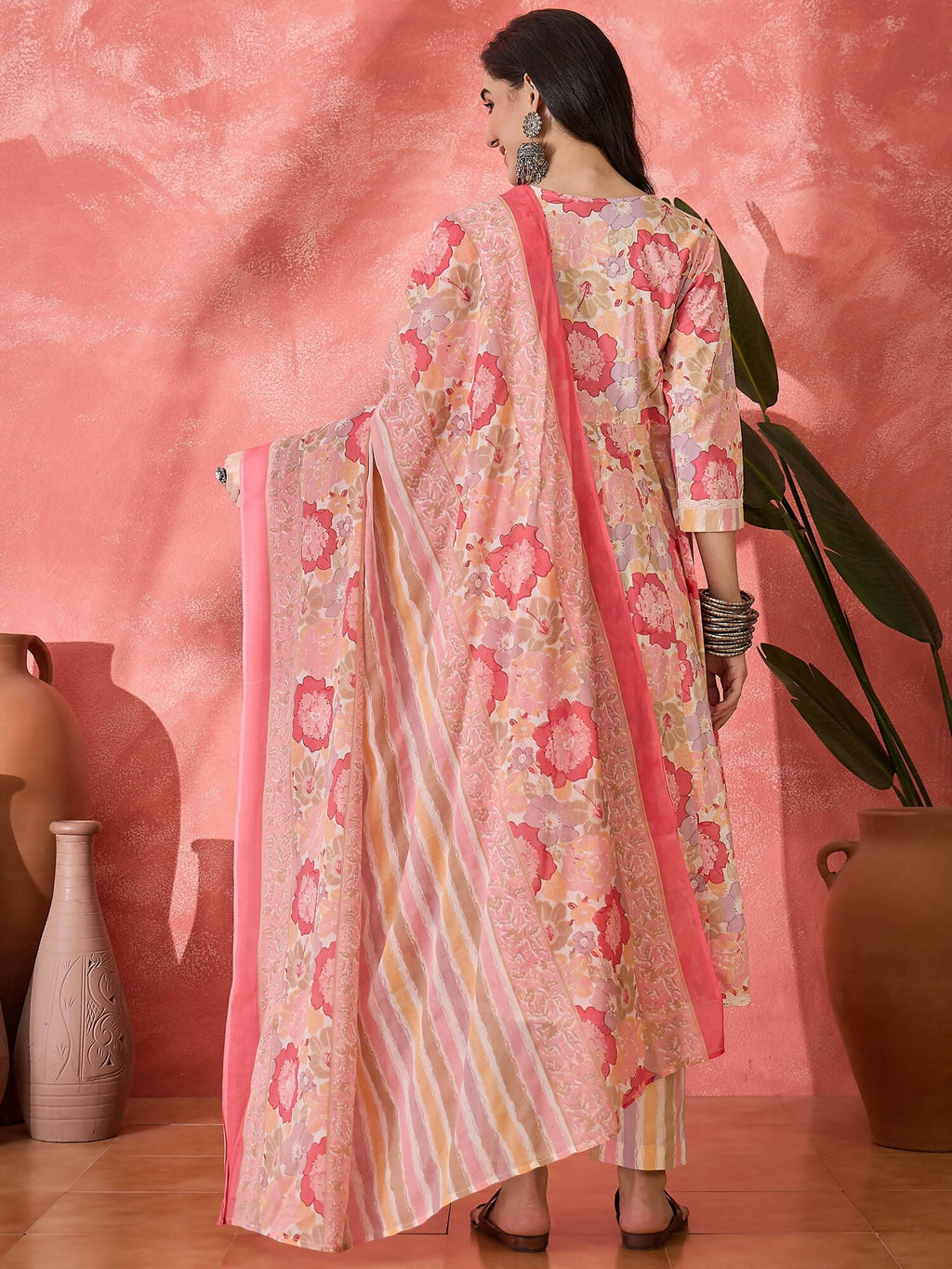 Joban Fashion Printed Pink Pure Cotton Kurta Set | Grocsy