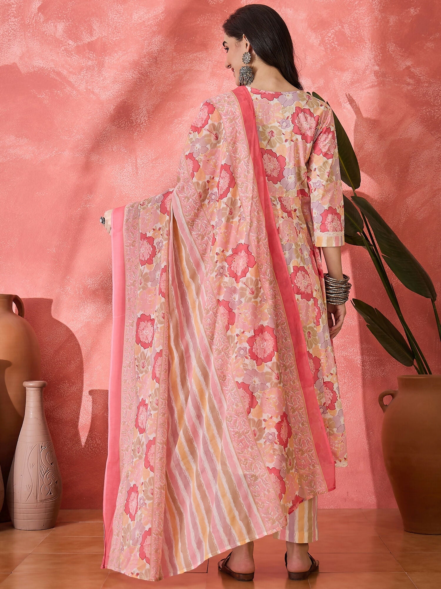 Joban Fashion Printed Pink Pure Cotton Kurta Set | Grocsy