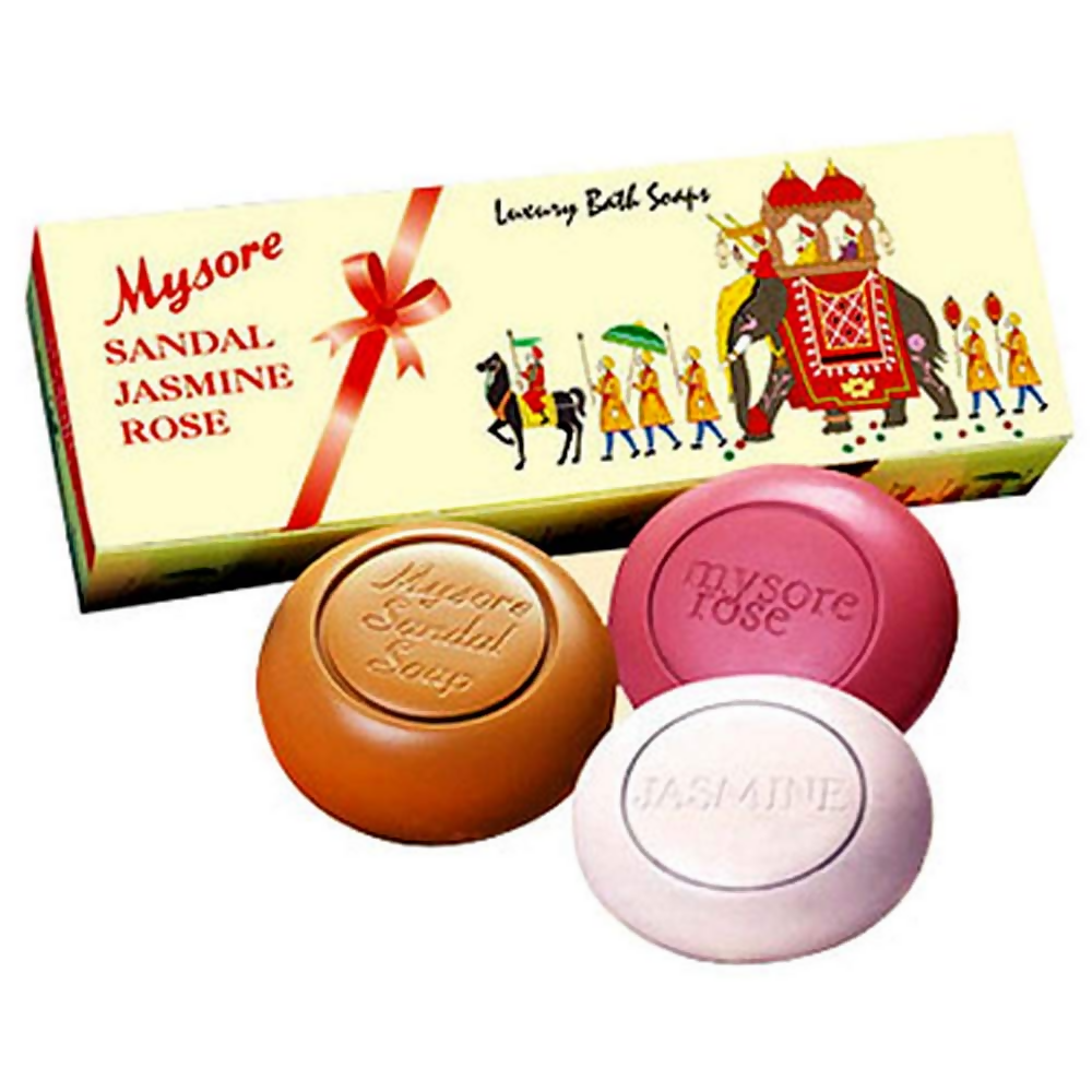 Mysore Sandal Jasmine And Rose Soap Gift Pack | Grocsy