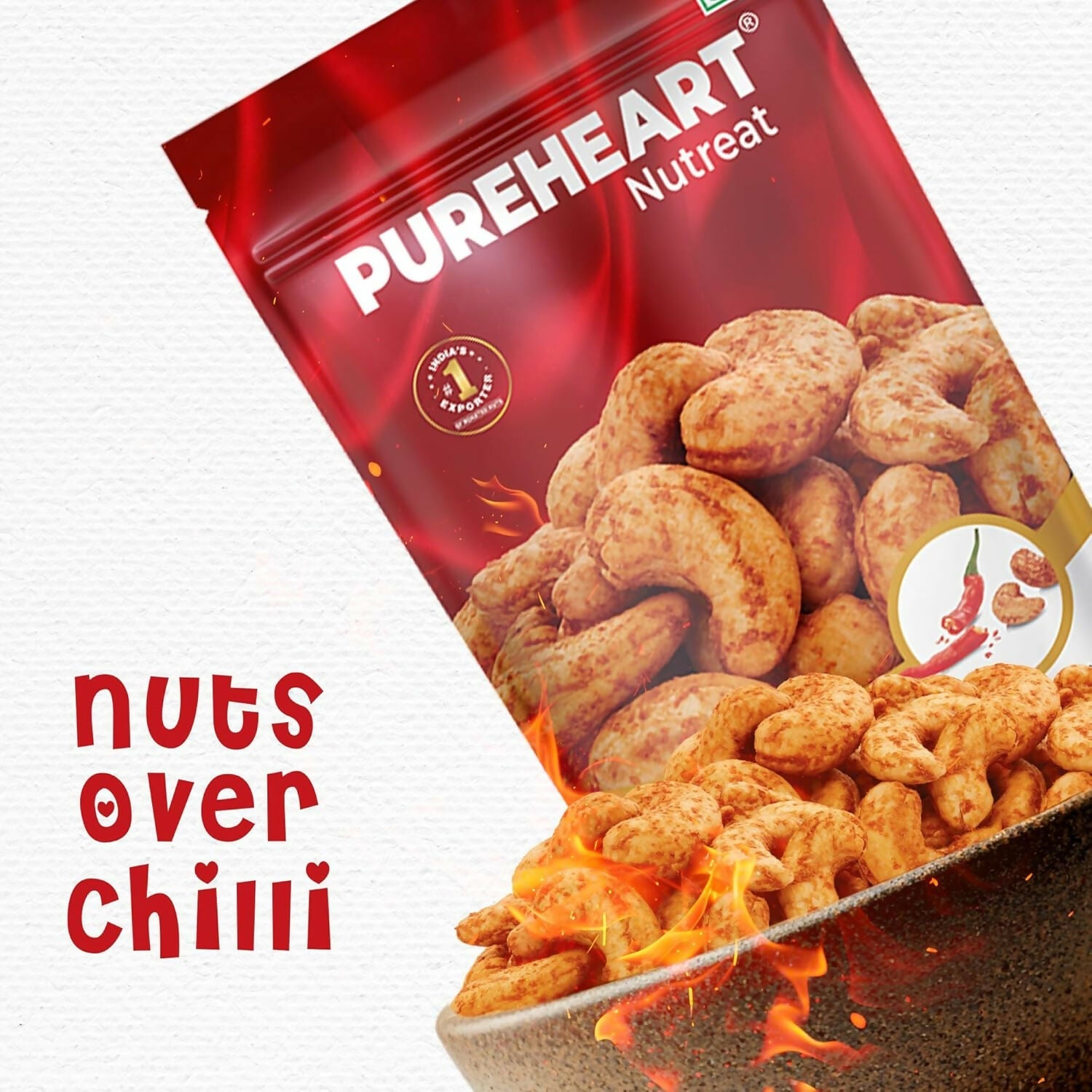 Pureheart Nutreat Fiery Hot Cashews | Grocsy