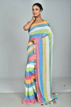 Exclusive Collection Beautiful Multi4 Pure Cotton Woven Handloom Saree With Running Blouse Piece | Grocsy