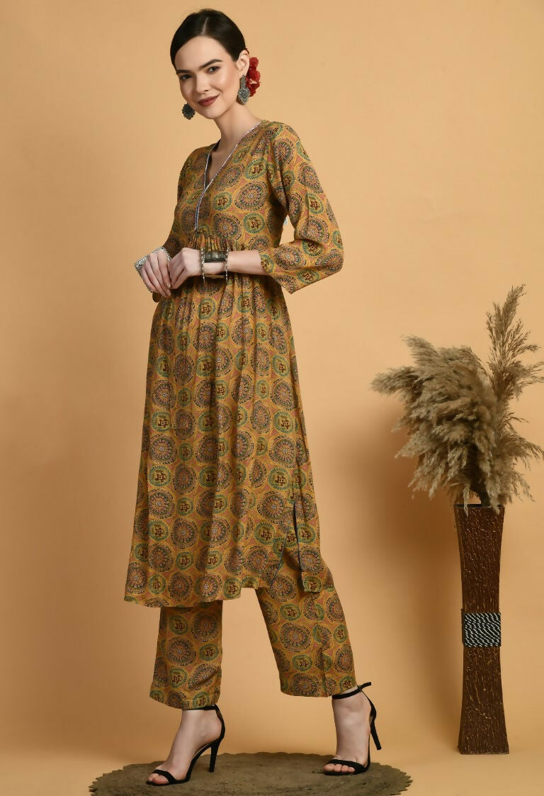 Joban Fashion Mustard Maslin Kurta Set | Grocsy