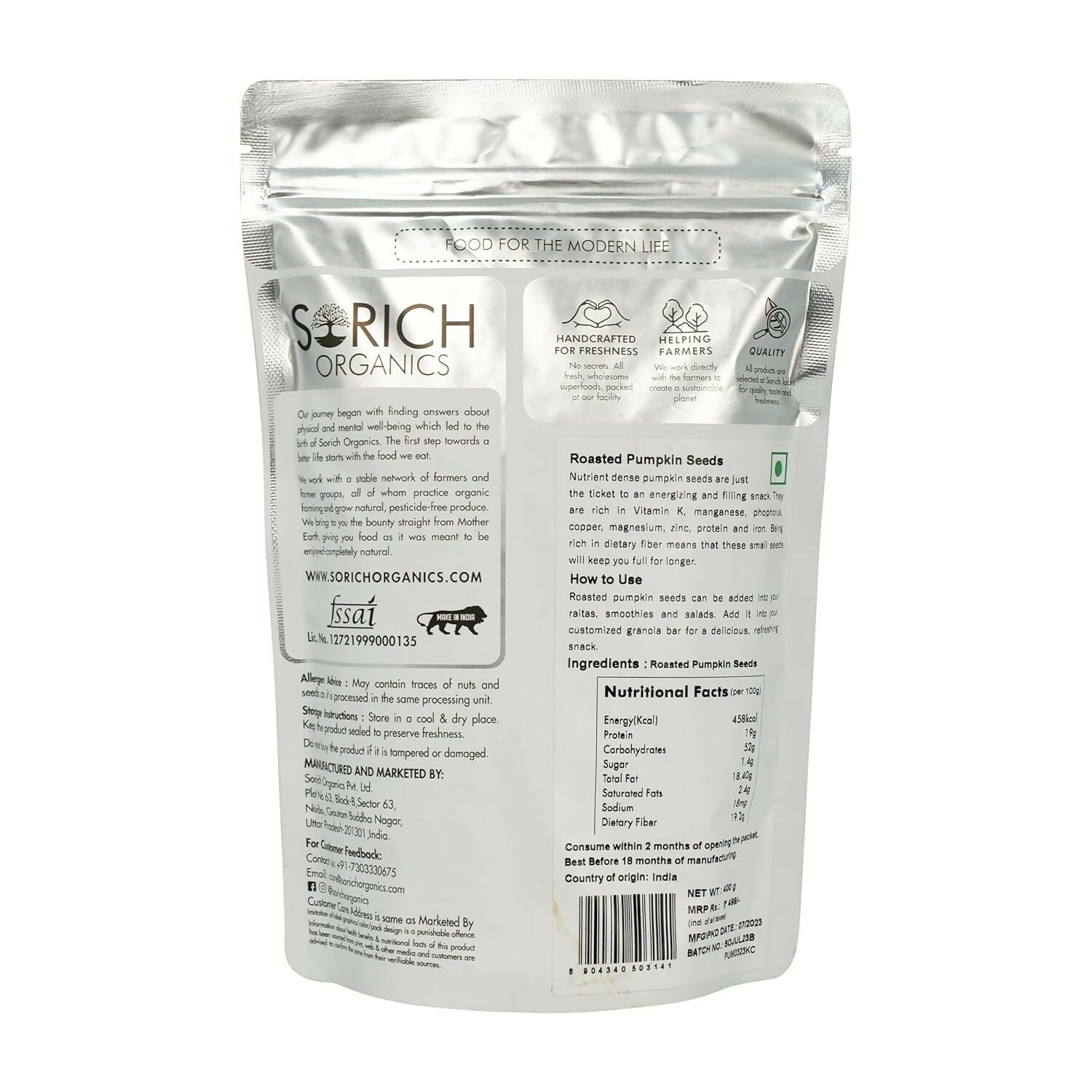 Sorich Organics Roasted Pumpkin Seeds | Grocsy
