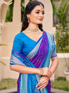 Shree Shyam Fashion Pochampalli Silk Violet Saree | Grocsy