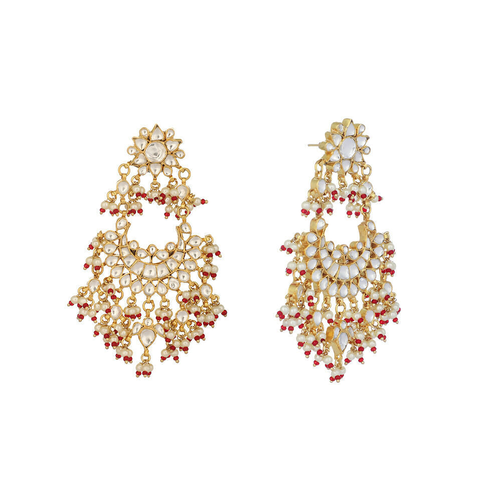 Nuyug 22K Gold Plated Pearl Empress Chandbali Earrings | Grocsy