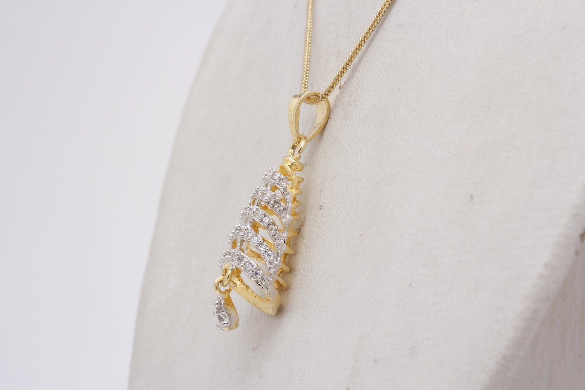 Gold-Polished Alloy Bell Shaped American Diamond Necklace Set - The Pari