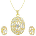 Gold-Polished Alloy Rhinestones Studded Pendant Set - The Pari | Grocsy