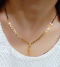 Gold-Polished Alloy Designer Mangalsutra Necklace Set - The Pari | Grocsy