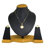 Gold-Polished Alloy Ginnin American Diamond Pendant Set - The Pari | Grocsy