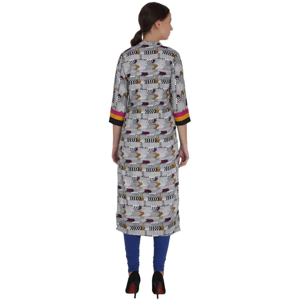 Kanoor Women's Multi Rayon Straight Kurti | Grocsy