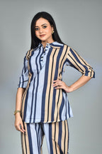 Morchari Digital Print Semi Muslin Co-Ord Set Top & Trouser-Multicolor | Grocsy
